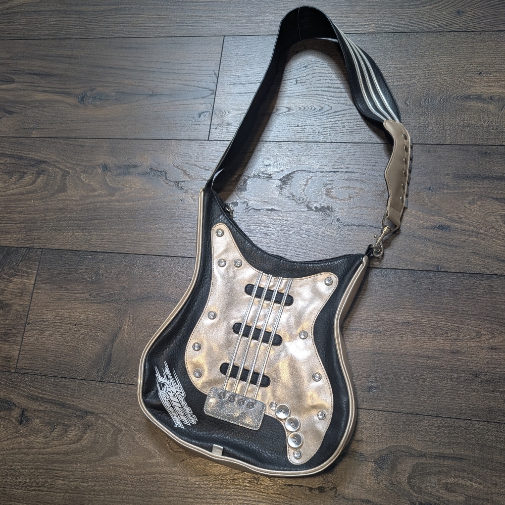 Disney Rockin Rollercoaster Collectible Black Guitar-Shaped‎ Crossbody Bag